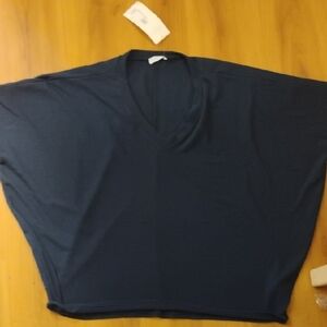 Dark Blue V-Neck Poncho Top